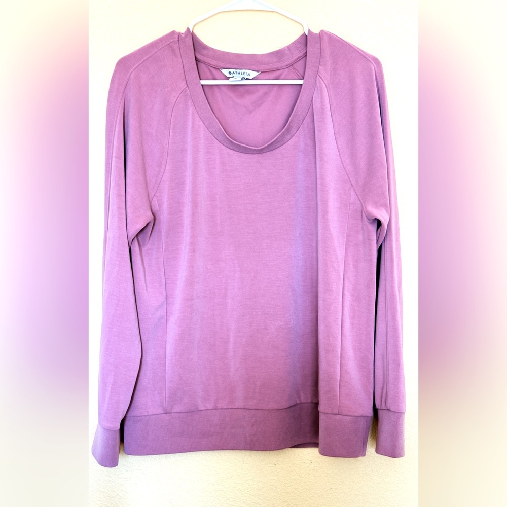 ATHLETA Sugarplum Mauve Bandha Sweatshirt Women's Size M Stretch